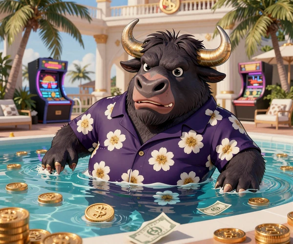 Bizzo Casino Bison im VIP-Pool voller Goldm&uuml;nzen